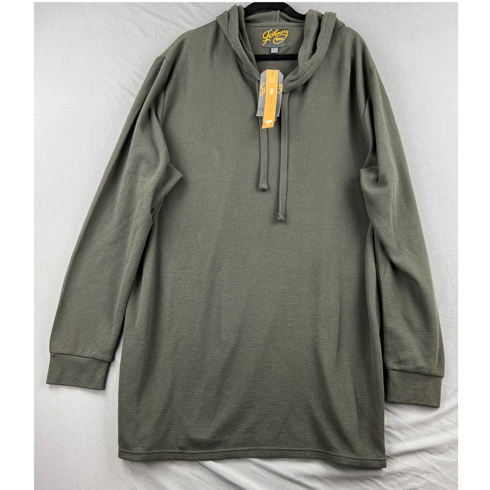 Johnny Bigg Waffle Hooded Long Sleeve Top Men 2XLT Dark Olive NWT Thermal Hoodie